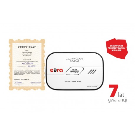 Czujnik czadu Eura CD-23A2 - wolnostojący, bateryjny DC 3V (2x 1,5V LR6)